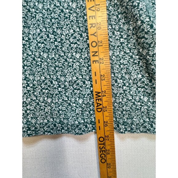 Croft & Barrow Womens The Classic Tee Shirt Sz 3X Green White Floral Long Sleeve - Picture 5 of 10